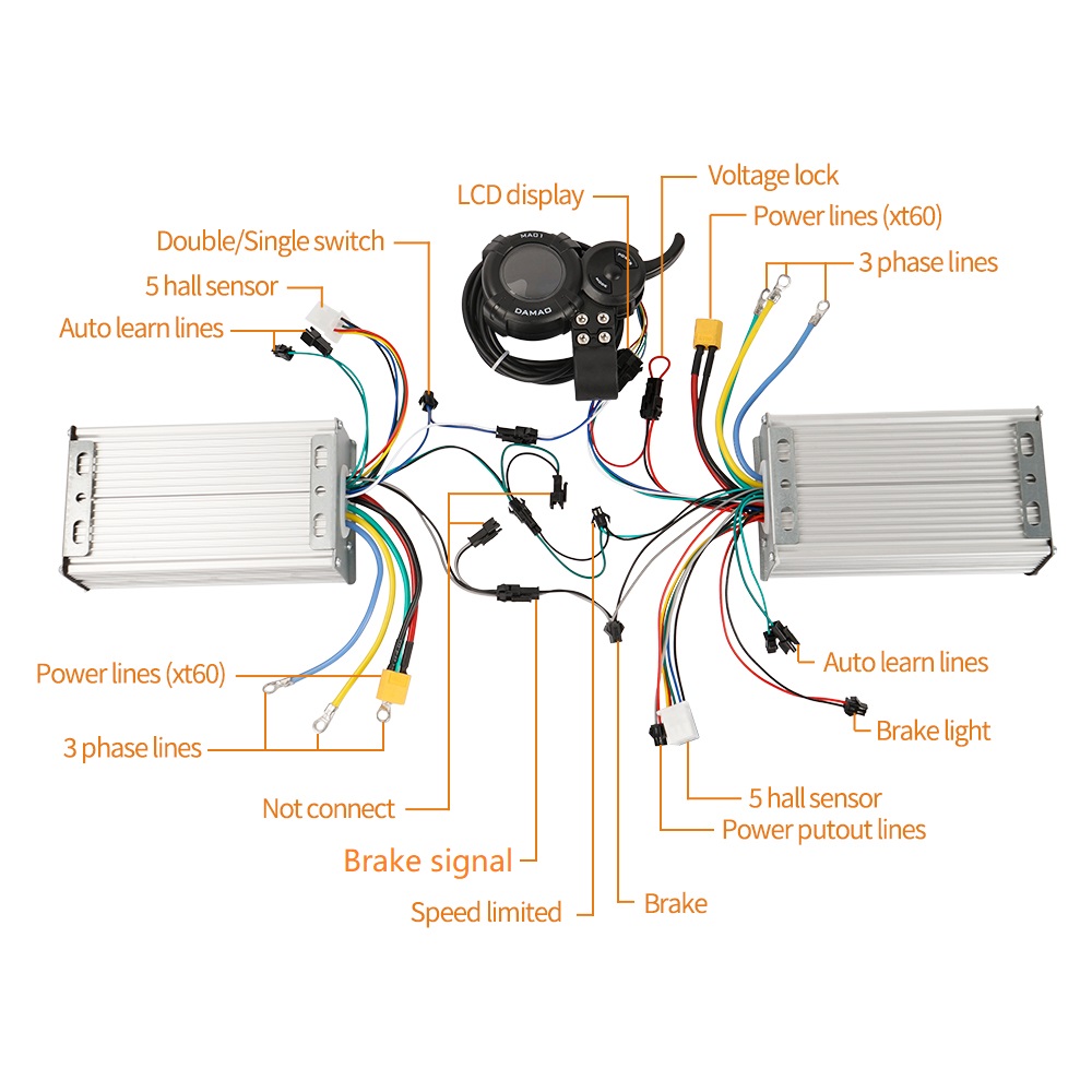 72V 45A Dual Controller - Çift Sürücü Kiti Denetleyici LCD Ekran